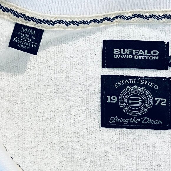 Buffalo David Bitton Mens Willians White Short Sleeve Polo Shirt Size Medium NWT - Picture 9 of 12